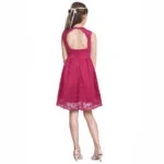 Girl open back lace dress-burgundy (1)