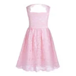 Girl open back lace dress-pink (2)