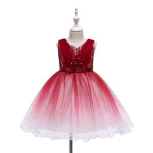 Girl party tulle dress-red (1)