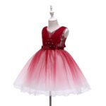 Girl party tulle dress-red (2)