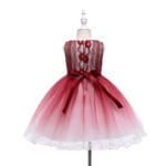 Girl party tulle dress-red (3)
