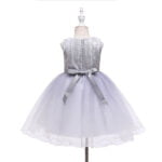 Girl party tulle dress-white-grey (1)