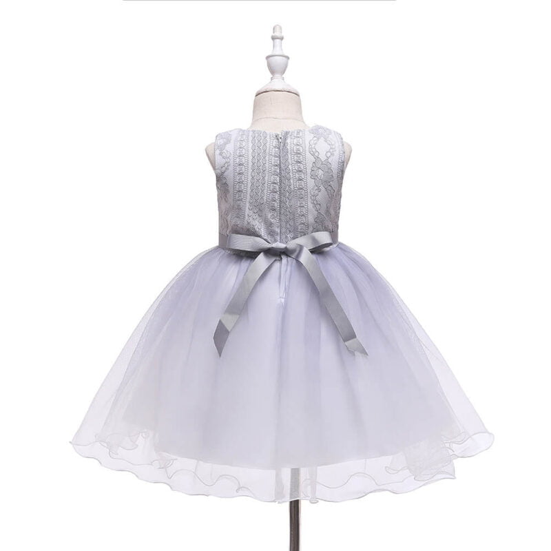 Girl party tulle dress-white-grey (1)