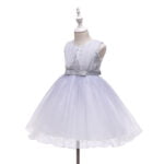 Girl party tulle dress-white-grey (3)