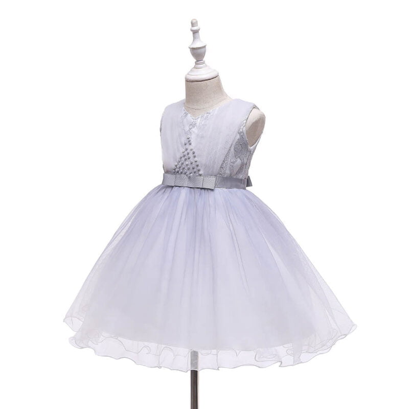 Girl party tulle dress-white-grey (3)