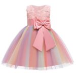 Girl rainbow tulle party dress - Pink (4)