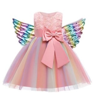 Girl rainbow tulle party dress - Pink (9)