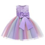 Girl rainbow tulle party dress - Purple (1)