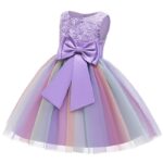 Girl rainbow tulle party dress - Purple (3)