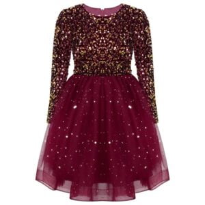 Girl red sequin party dress (1)