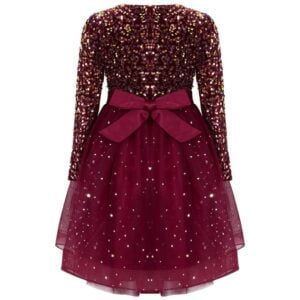 Girl red sequin party dress (3)