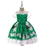 Girl short sleeve Christmas dress - Green (1)