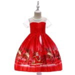 Girl short sleeve Christmas dress - Red (1)