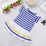 Girl short sleeve striped outfit-yellow-blue-white (3)