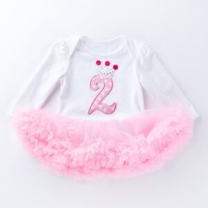 Girl white and pink second birthday dress