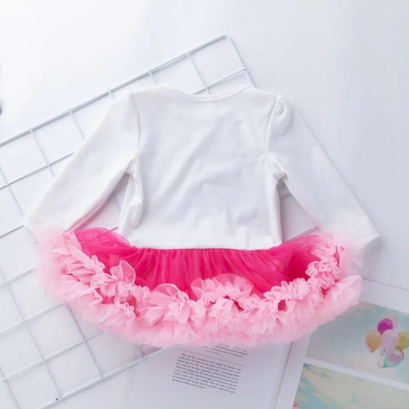 Girls 2nd birthday pink tutu dress bodysuit with layered tulle skirt for toddler celebration outfit