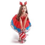 Girls Snowflake Christmas Party Dress (2) Girl wearing red Christmas party dress with snowflake design holding festive ornament