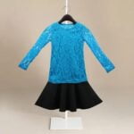 Girls blue long sleeve lace outfit (2)