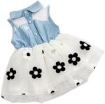 Girls denim and tulle dress - White (2)