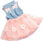Girls denim and tulle dress - pink (1)