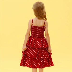 Girls polka dots dress-red (5)