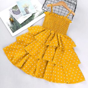 Girls polka dots dress-yellow (2)