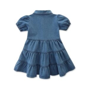 Girls short sleeve blue denim dress (2)