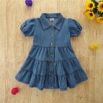 Girls short sleeve blue denim dress (3)