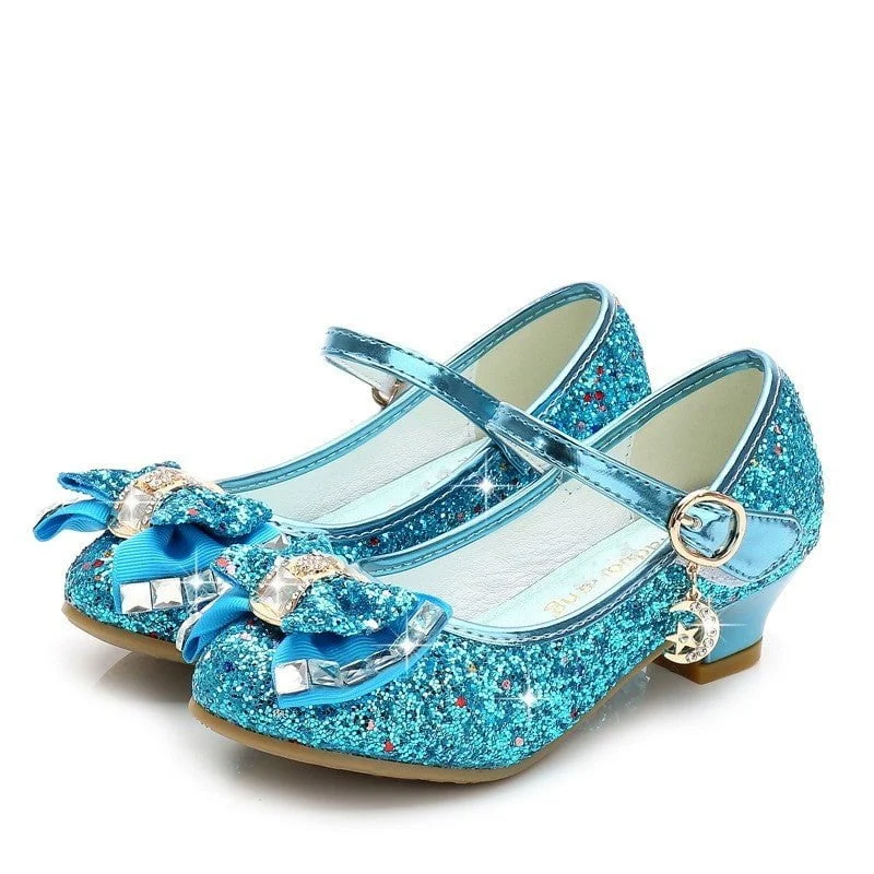 Girls Spot On Heeled Sparkly Dolly Shoes