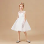 Girls white occasion dress (3)