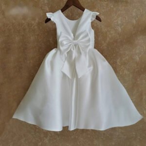 Girls white satin dress (2)
