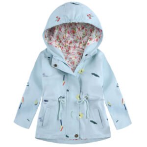 Girls windbreaker jacket with hood - blue