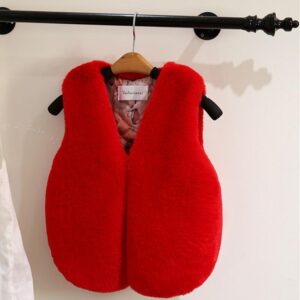 Girls faux fur vest - Red