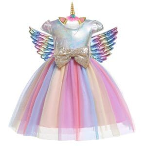 Rainbow sequin dress kids - Pink