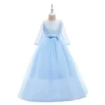 Half sleeve flower girl dress-sky-blue (1)