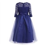 Half sleeve lace flower girl dress-blue (3)