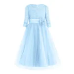 Half sleeve lace flower girl dress-light-blue (1)