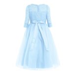 Half sleeve lace flower girl dress-light-blue (2)