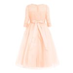 Half sleeve lace flower girl dress-peach (2)