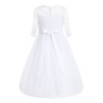 Half sleeve lace flower girl dress-white (2)