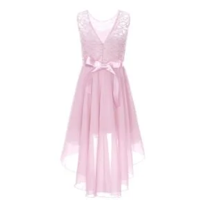 Hi low flower girl dress-pink (2)