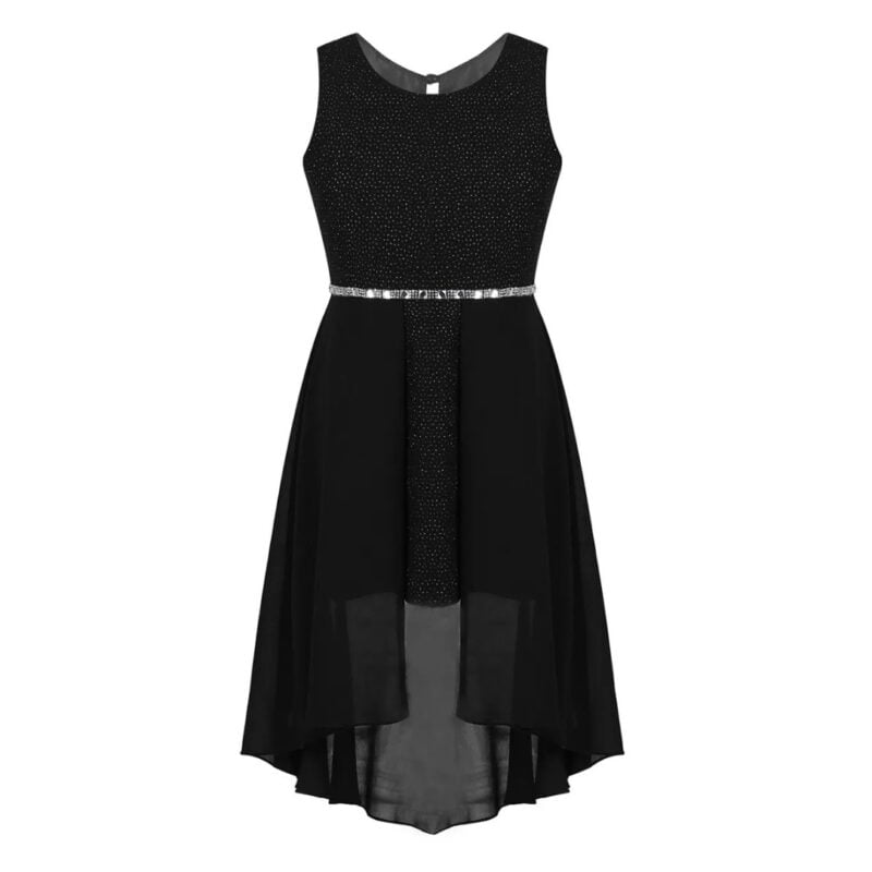 High low girls chiffon dress-black (2)
