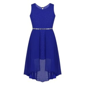 High low girls chiffon dress-blue (1)