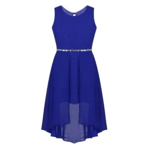 High low girls chiffon dress-blue (1)