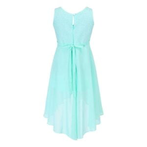 High low girls chiffon dress-green (5)