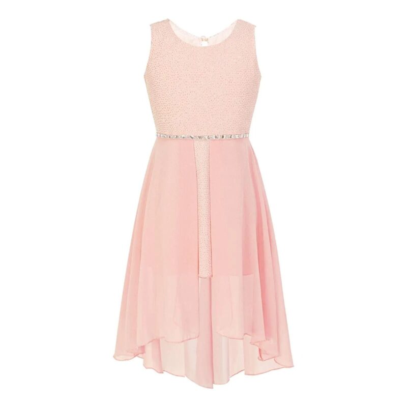High low girls chiffon dress-pink (1)