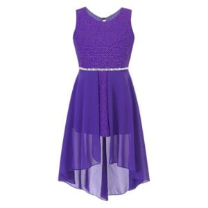 High low girls chiffon dress-purple (2)