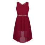 High low girls chiffon dress-red (1)