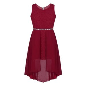 High low girls chiffon dress-red (1)