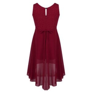 High low girls chiffon dress-red (2)